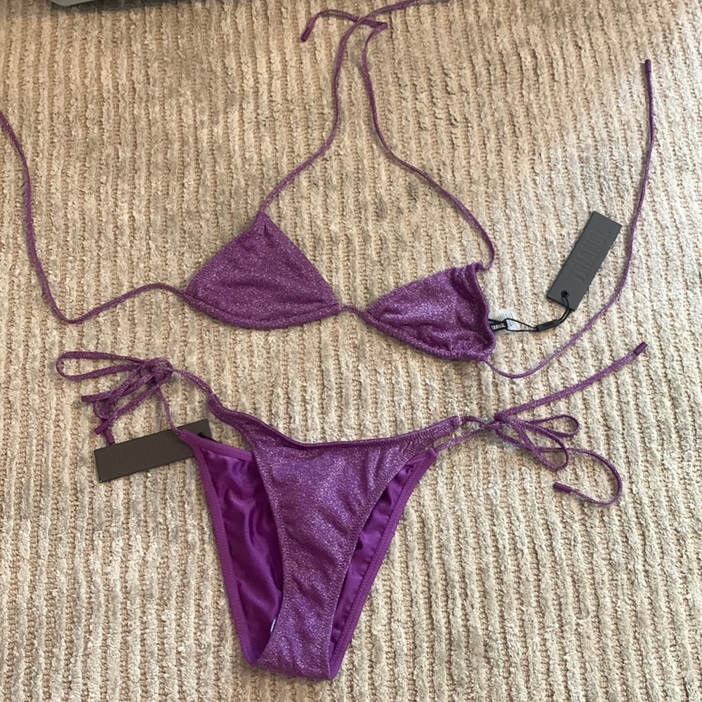 NWT triangl purple sparkle string bikini